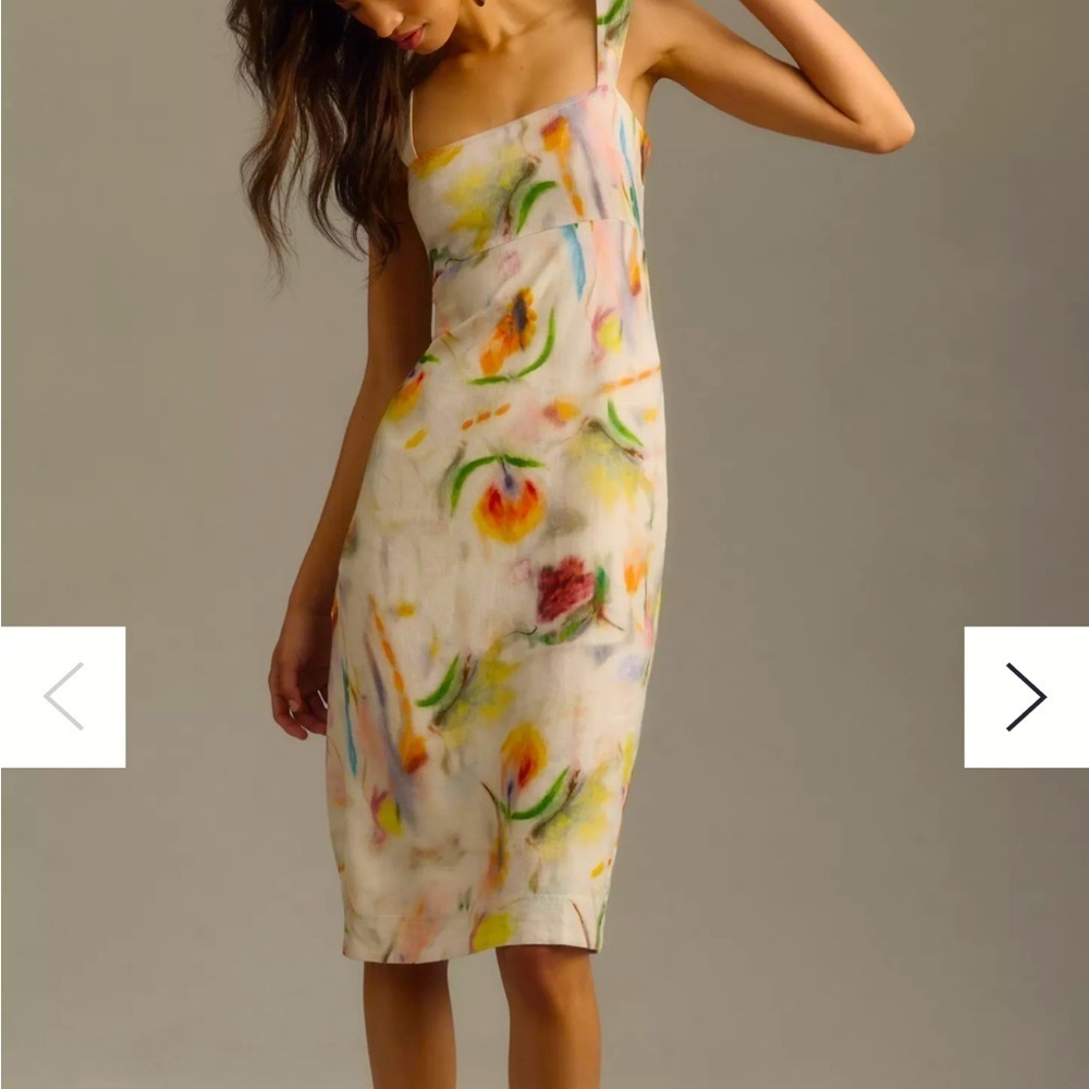 Klass Jonkman for Pilcro Anthropologie Floral Multicolor Linen dress, XS